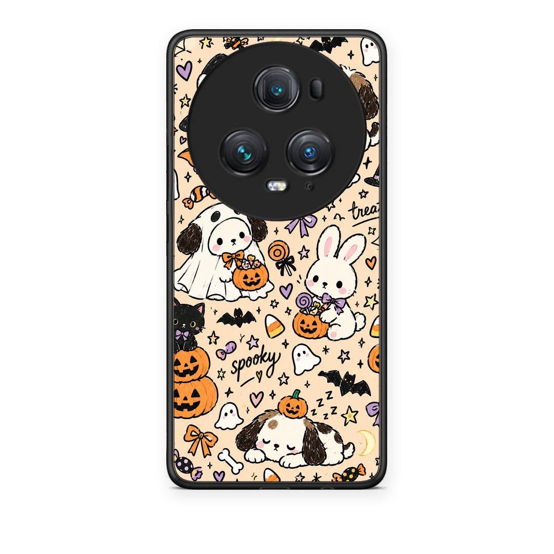 Θήκη Honor Magic5 Pro Halloween Puppies and Friends on Cream από τη Smartfits με σχέδιο στο πίσω μέρος και μαύρο περίβλημα | Honor Magic5 Pro Halloween Puppies and Friends on Cream case with colorful back and black bezels