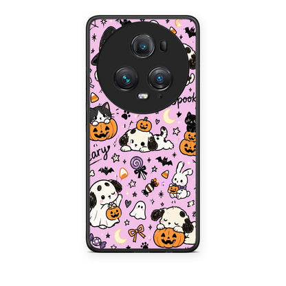 Θήκη Honor Magic5 Pro Halloween Puppies and Friends on Lilac από τη Smartfits με σχέδιο στο πίσω μέρος και μαύρο περίβλημα | Honor Magic5 Pro Halloween Puppies and Friends on Lilac case with colorful back and black bezels