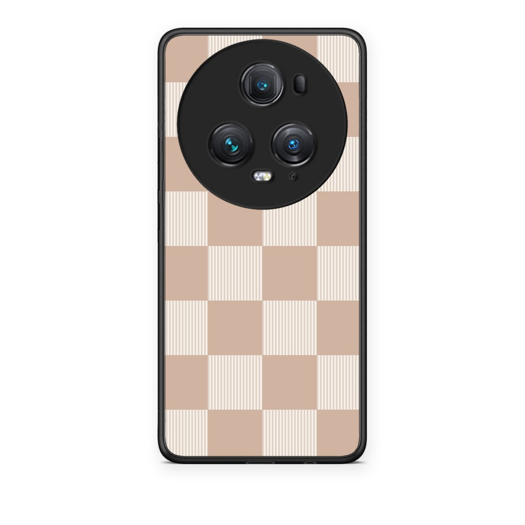 Θήκη Honor Magic5 Pro Latte and Cream Striped Checks από τη Smartfits με σχέδιο στο πίσω μέρος και μαύρο περίβλημα | Honor Magic5 Pro Latte and Cream Striped Checks case with colorful back and black bezels