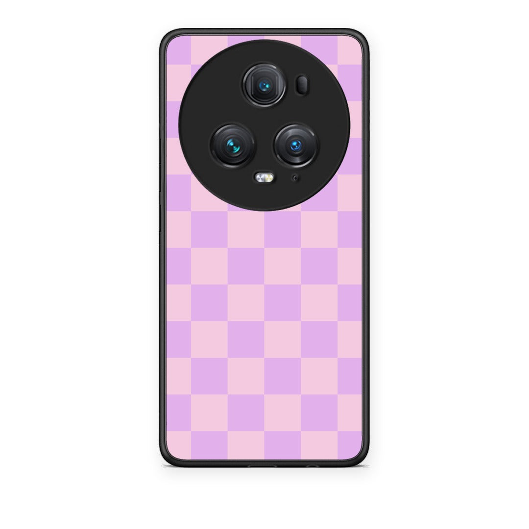 Θήκη Honor Magic5 Pro Lavender and Pink Checkerboard από τη Smartfits με σχέδιο στο πίσω μέρος και μαύρο περίβλημα | Honor Magic5 Pro Lavender and Pink Checkerboard case with colorful back and black bezels