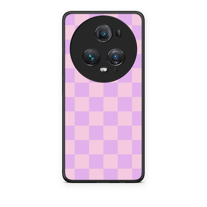 Θήκη Honor Magic5 Pro Lavender and Pink Checkerboard από τη Smartfits με σχέδιο στο πίσω μέρος και μαύρο περίβλημα | Honor Magic5 Pro Lavender and Pink Checkerboard case with colorful back and black bezels