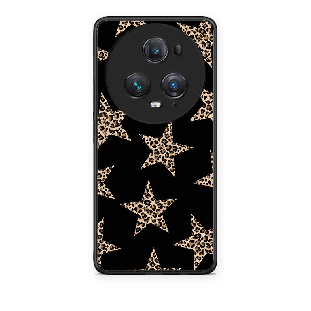 Θήκη Honor Magic5 Pro Leopard Stars on Black από τη Smartfits με σχέδιο στο πίσω μέρος και μαύρο περίβλημα | Honor Magic5 Pro Leopard Stars on Black case with colorful back and black bezels