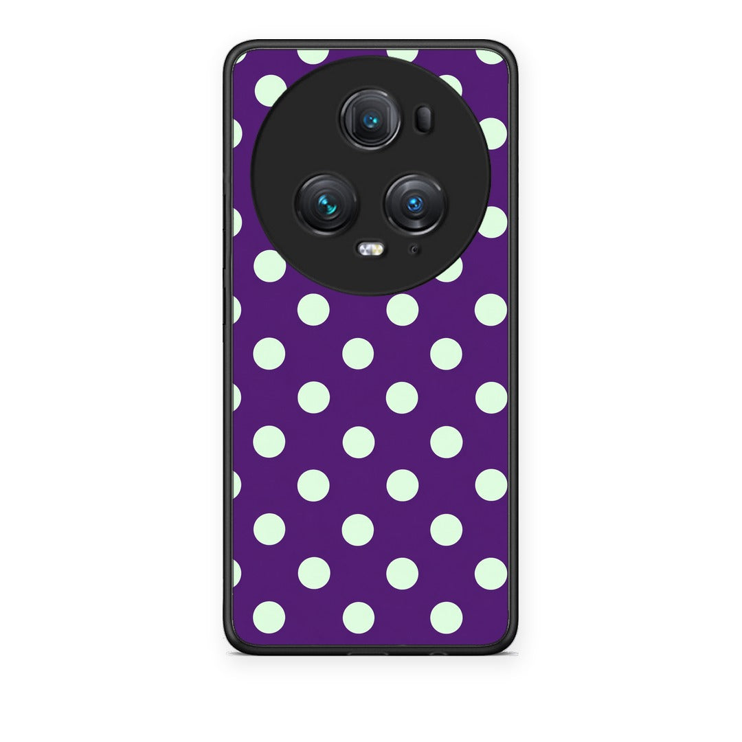 Θήκη Honor Magic5 Pro Mint Polka Dots on Purple από τη Smartfits με σχέδιο στο πίσω μέρος και μαύρο περίβλημα | Honor Magic5 Pro Mint Polka Dots on Purple case with colorful back and black bezels