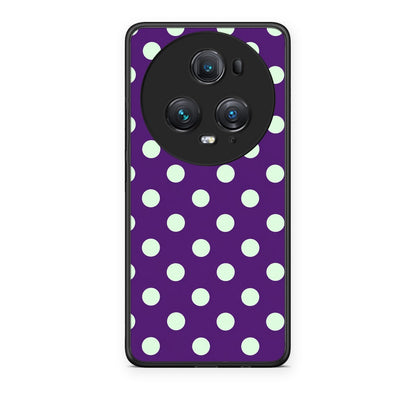 Θήκη Honor Magic5 Pro Mint Polka Dots on Purple από τη Smartfits με σχέδιο στο πίσω μέρος και μαύρο περίβλημα | Honor Magic5 Pro Mint Polka Dots on Purple case with colorful back and black bezels