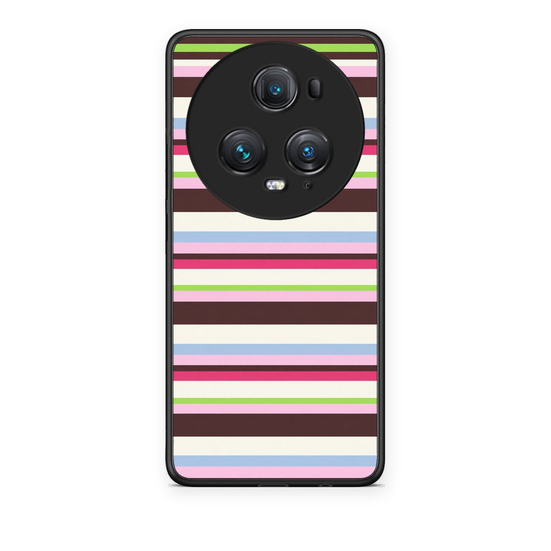 Θήκη Honor Magic5 Pro Multicolour Horizontal Stripes από τη Smartfits με σχέδιο στο πίσω μέρος και μαύρο περίβλημα | Honor Magic5 Pro Multicolour Horizontal Stripes case with colorful back and black bezels