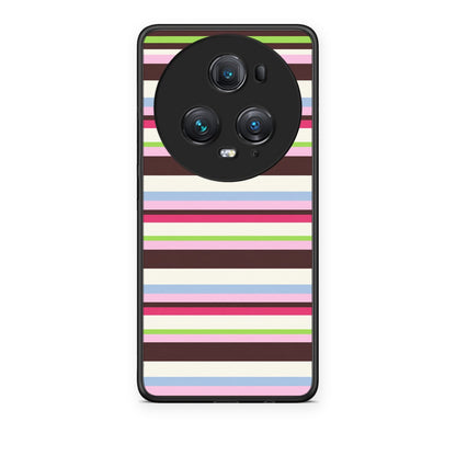 Θήκη Honor Magic5 Pro Multicolour Horizontal Stripes από τη Smartfits με σχέδιο στο πίσω μέρος και μαύρο περίβλημα | Honor Magic5 Pro Multicolour Horizontal Stripes case with colorful back and black bezels