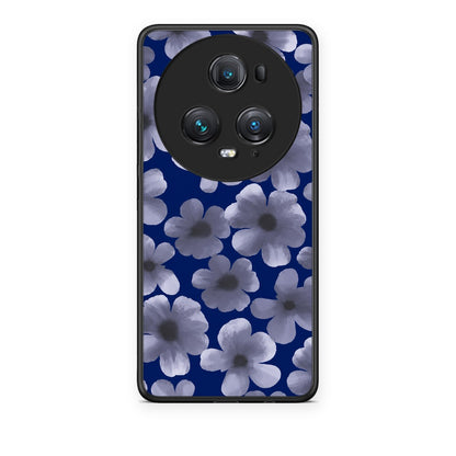 Θήκη Honor Magic5 Pro Pale Blue Flowers on Navy από τη Smartfits με σχέδιο στο πίσω μέρος και μαύρο περίβλημα | Honor Magic5 Pro Pale Blue Flowers on Navy case with colorful back and black bezels