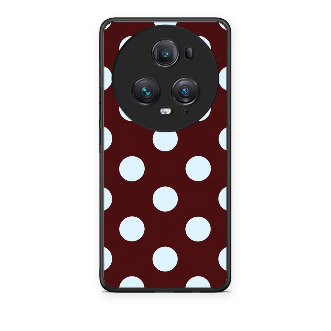 Θήκη Honor Magic5 Pro Pale Blue Large Polka Dots on Burgundy από τη Smartfits με σχέδιο στο πίσω μέρος και μαύρο περίβλημα | Honor Magic5 Pro Pale Blue Large Polka Dots on Burgundy case with colorful back and black bezels