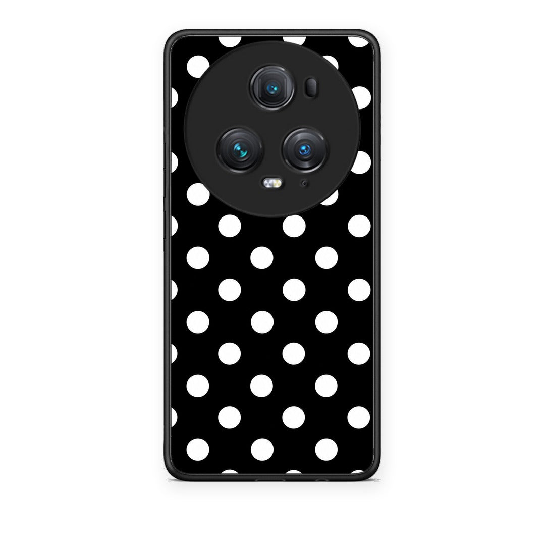Θήκη Honor Magic5 Pro White Polka Dots on Black από τη Smartfits με σχέδιο στο πίσω μέρος και μαύρο περίβλημα | Honor Magic5 Pro White Polka Dots on Black case with colorful back and black bezels