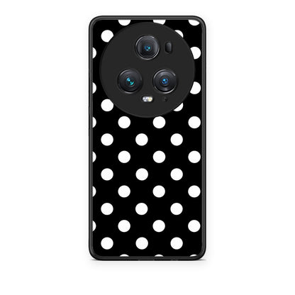 Θήκη Honor Magic5 Pro White Polka Dots on Black από τη Smartfits με σχέδιο στο πίσω μέρος και μαύρο περίβλημα | Honor Magic5 Pro White Polka Dots on Black case with colorful back and black bezels