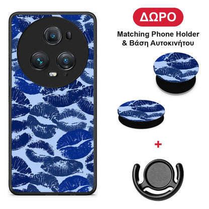 Blue Lipstick Kisses - Honor Magic5 Pro θήκη + Δώρο Phone Holder & Βάση Αυτοκινήτου