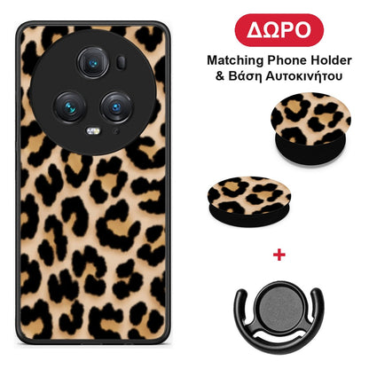Leopard Print Tan Small - Honor Magic5 Pro θήκη + Δώρο Phone Holder & Βάση Αυτοκινήτου