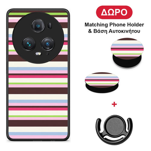 Multicolour Horizontal Stripes - Honor Magic5 Pro θήκη + Δώρο Phone Holder & Βάση Αυτοκινήτου