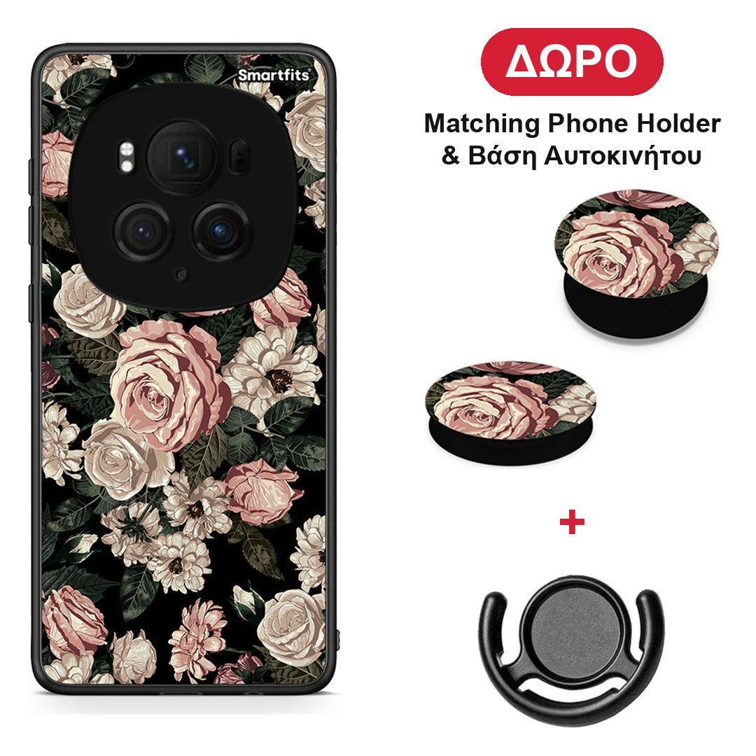 Flower Wild Roses - Honor Magic6 Pro θήκη + Δώρο Phone Holder & Βάση Αυτοκινήτου