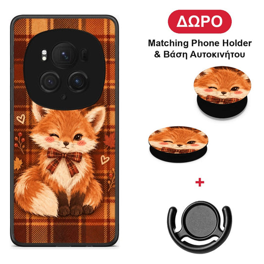 Fox on Autumn Tartan - Honor Magic6 Pro θήκη + Δώρο Phone Holder & Βάση Αυτοκινήτου