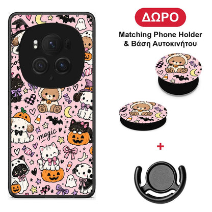 Halloween Cute Animals on Pink - Honor Magic6 Pro θήκη + Δώρο Phone Holder & Βάση Αυτοκινήτου