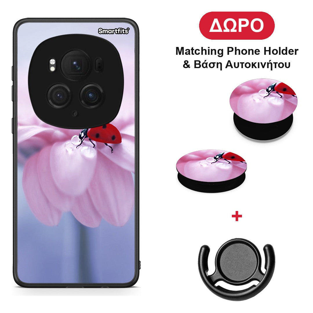 Ladybug Flower - Honor Magic6 Pro θήκη + Δώρο Phone Holder & Βάση Αυτοκινήτου