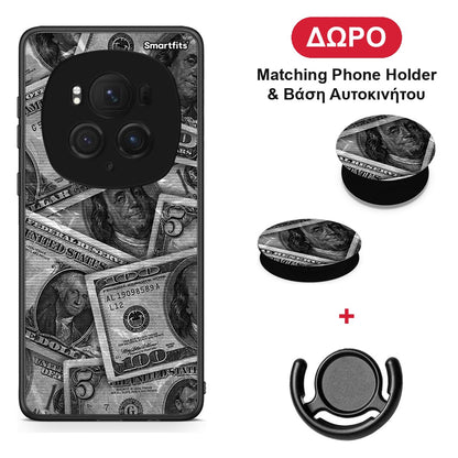 Money Dollars - Honor Magic6 Pro θήκη + Δώρο Phone Holder & Βάση Αυτοκινήτου