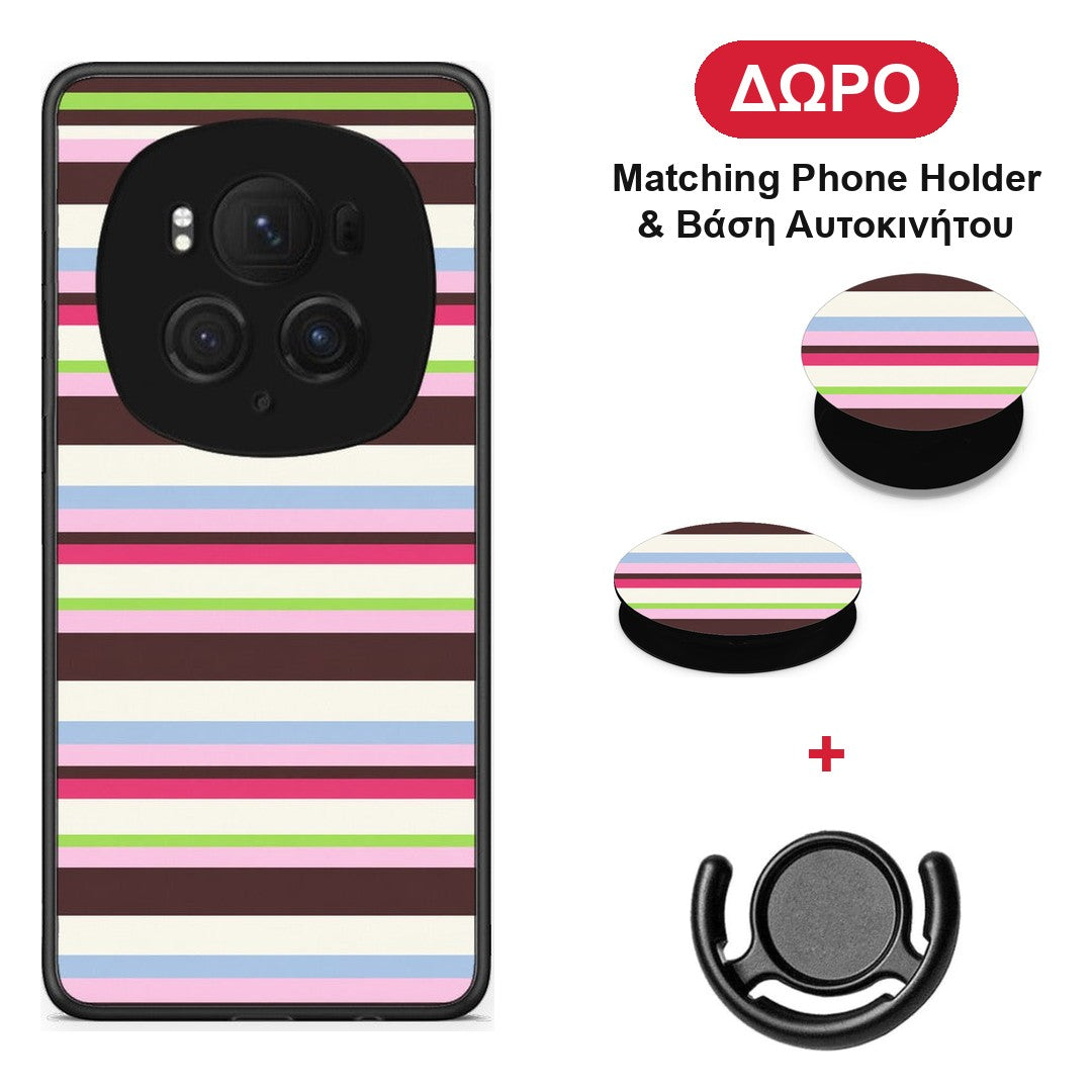 Multicolour Horizontal Stripes - Honor Magic6 Pro θήκη + Δώρο Phone Holder & Βάση Αυτοκινήτου
