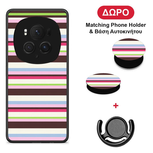 Multicolour Horizontal Stripes - Honor Magic6 Pro θήκη + Δώρο Phone Holder & Βάση Αυτοκινήτου