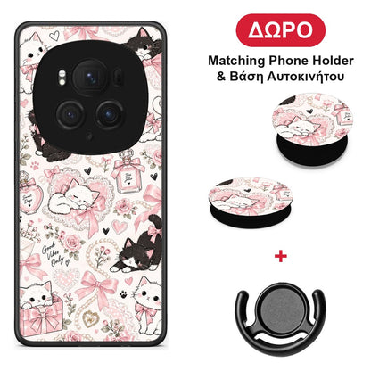 Pink Bows and Kittens Collage - Honor Magic6 Pro θήκη + Δώρο Phone Holder & Βάση Αυτοκινήτου