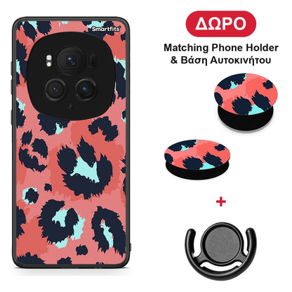 Animal Pink Leopard - Honor Magic6 Pro θήκη + Δώρο Phone Holder & Βάση Αυτοκινήτου