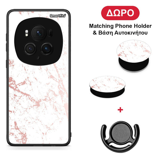 Marble Pink Splash - Honor Magic6 Pro θήκη + Δώρο Phone Holder & Βάση Αυτοκινήτου