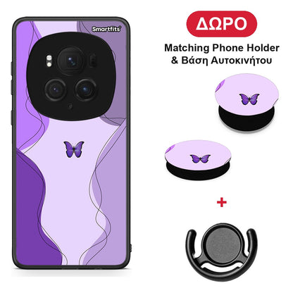 Purple Mariposa - Honor Magic6 Pro θήκη + Δώρο Phone Holder & Βάση Αυτοκινήτου