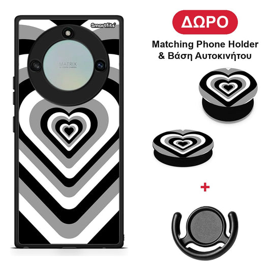 Black Hearts - Honor X40 θήκη + Δώρο Phone Holder & Βάση Αυτοκινήτου