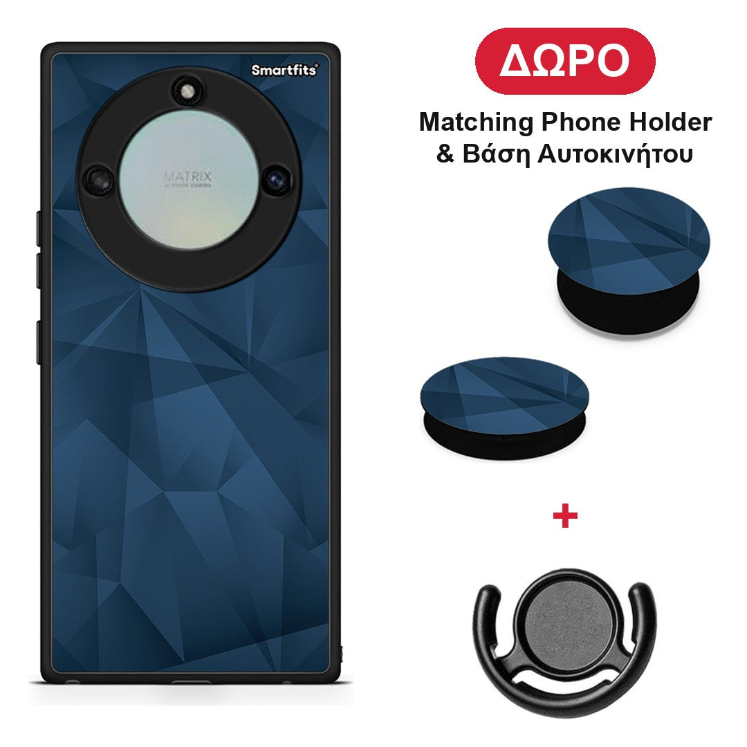 Geometric Blue Abstract - Honor X40 θήκη + Δώρο Phone Holder & Βάση Αυτοκινήτου
