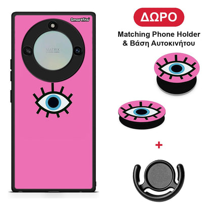 Blue Eye Pink - Honor X40 θήκη + Δώρο Phone Holder & Βάση Αυτοκινήτου