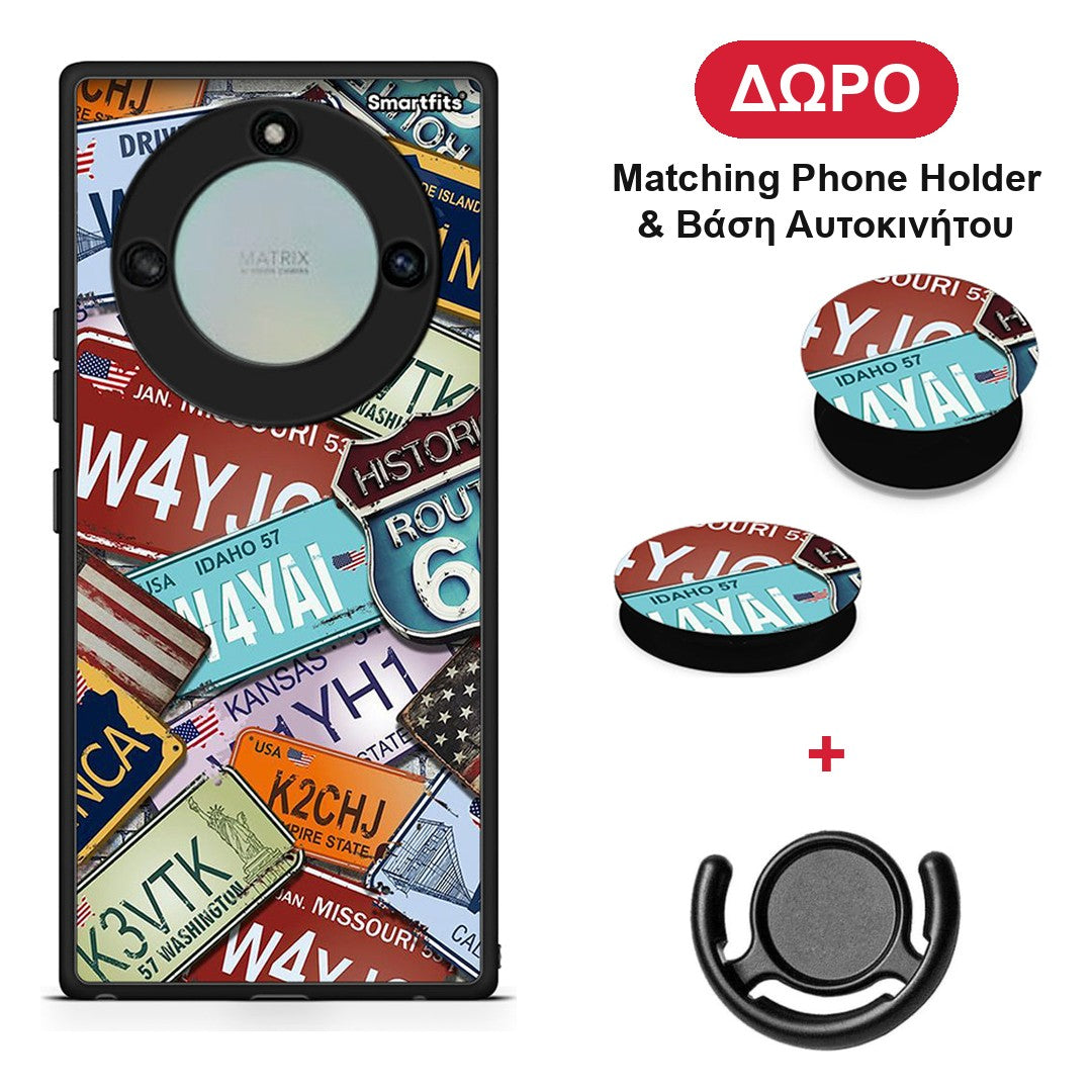 Car Plates - Honor X40 θήκη + Δώρο Phone Holder & Βάση Αυτοκινήτου