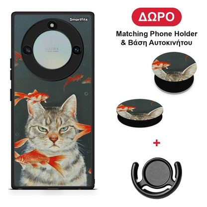 Cat Goldfish - Honor X40 θήκη + Δώρο Phone Holder & Βάση Αυτοκινήτου