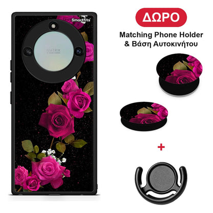 Flower Red Roses - Honor X40 θήκη + Δώρο Phone Holder & Βάση Αυτοκινήτου