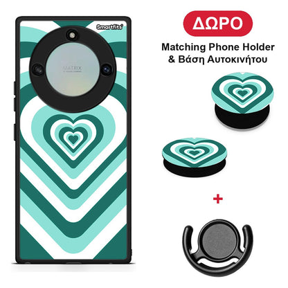 Green Hearts - Honor X40 θήκη + Δώρο Phone Holder & Βάση Αυτοκινήτου