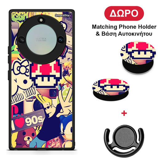Love The 90s - Honor X40 θήκη + Δώρο Phone Holder & Βάση Αυτοκινήτου