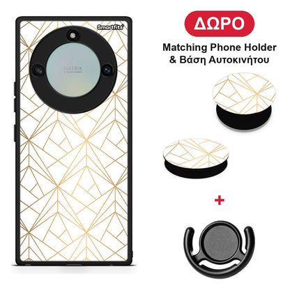 Geometric Luxury White - Honor X40 θήκη + Δώρο Phone Holder & Βάση Αυτοκινήτου