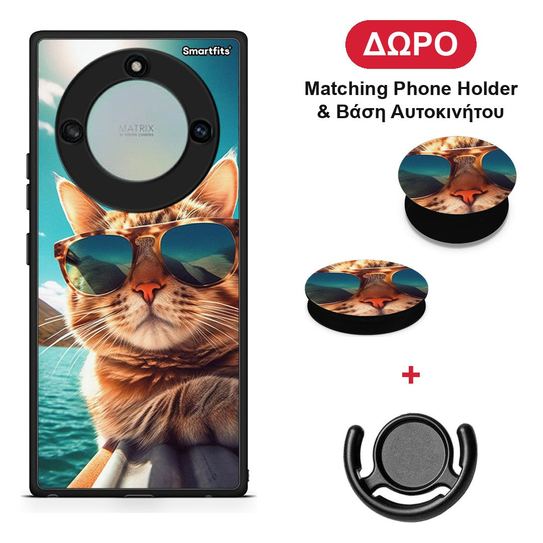 Summer Cat - Honor X40 θήκη + Δώρο Phone Holder & Βάση Αυτοκινήτου