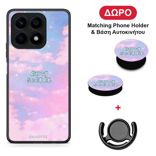 Anti Social - Honor X8a θήκη + Δώρο Phone Holder & Βάση Αυτοκινήτου