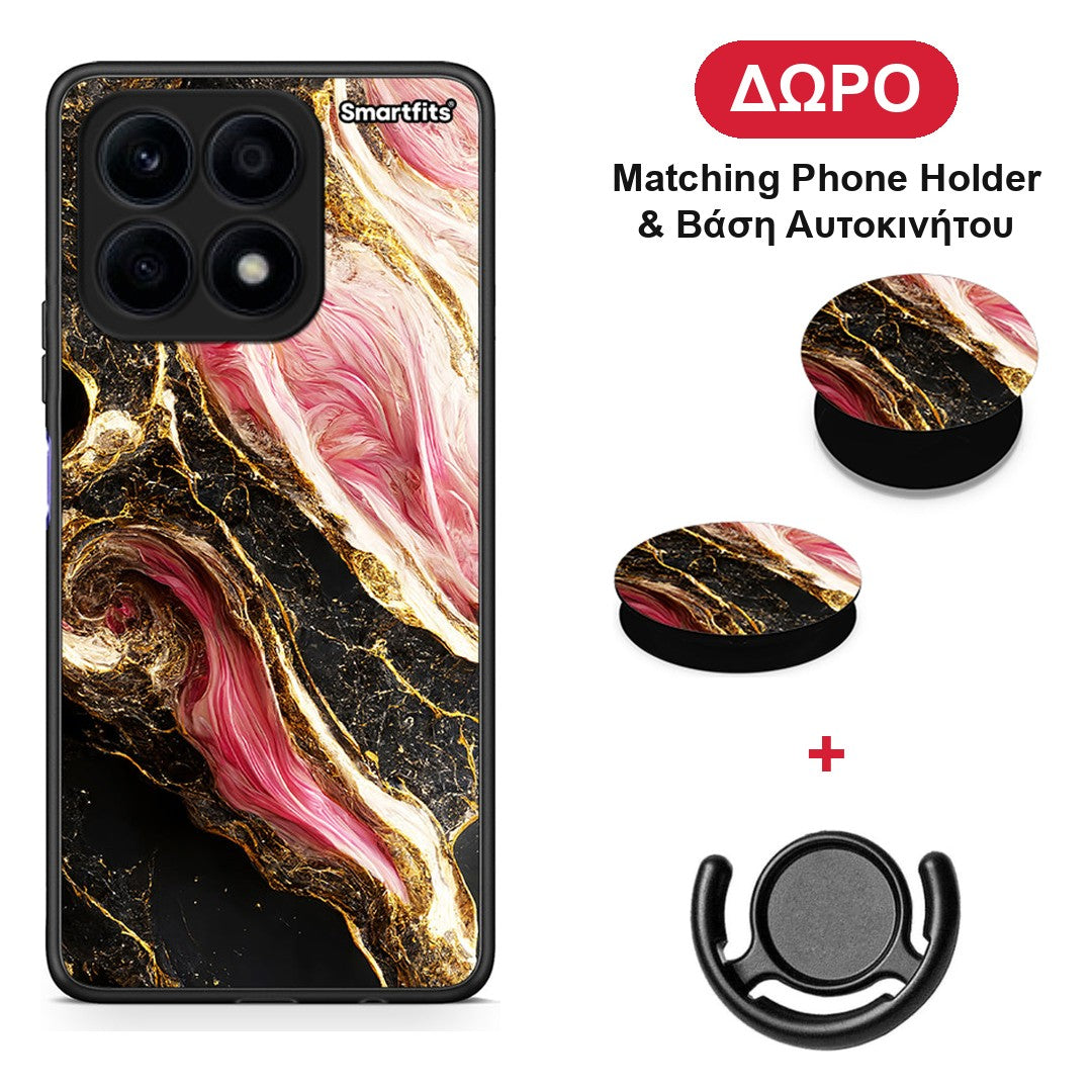 Glamorous Pink Marble - Honor X8a θήκη + Δώρο Phone Holder & Βάση Αυτοκινήτου