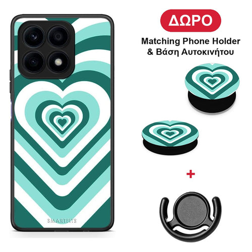 Green Hearts - Honor X8a θήκη + Δώρο Phone Holder & Βάση Αυτοκινήτου