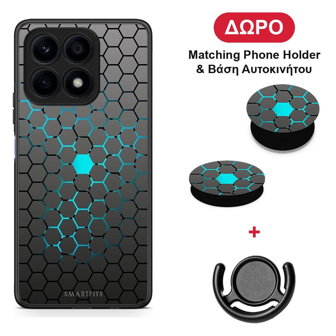 Geometric Hexagonal - Honor X8a θήκη + Δώρο Phone Holder & Βάση Αυτοκινήτου