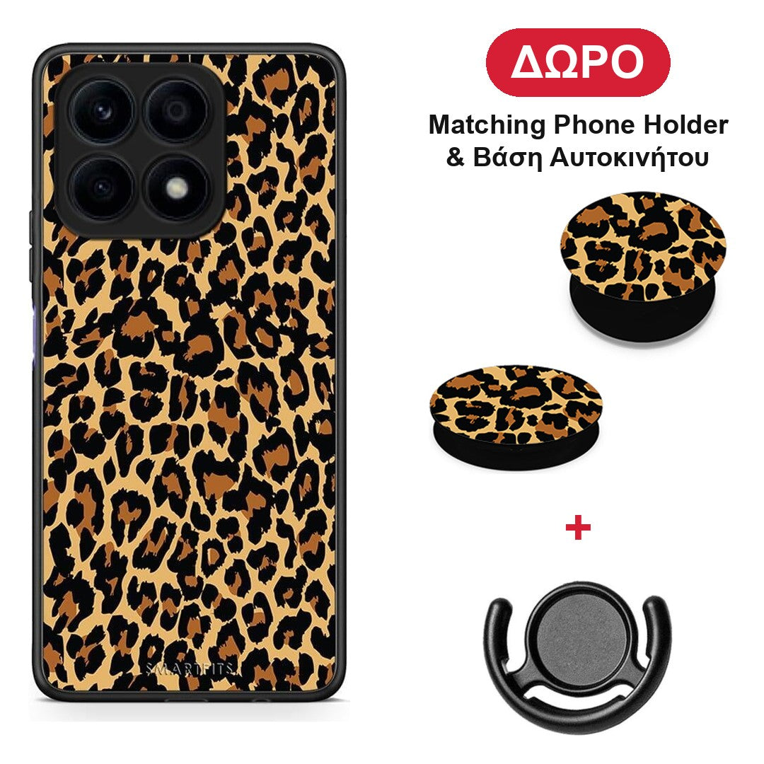 Animal Leopard - Honor X8a θήκη + Δώρο Phone Holder & Βάση Αυτοκινήτου