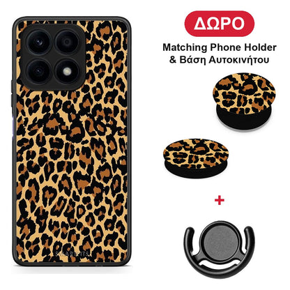 Animal Leopard - Honor X8a θήκη + Δώρο Phone Holder & Βάση Αυτοκινήτου