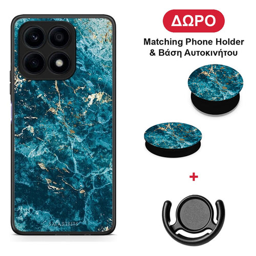 Marble Blue - Honor X8a θήκη + Δώρο Phone Holder & Βάση Αυτοκινήτου