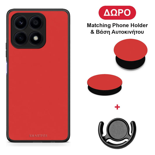 Poppy Red - Honor X8a θήκη + Δώρο Phone Holder & Βάση Αυτοκινήτου