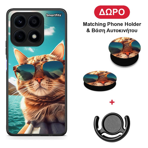 Summer Cat - Honor X8a θήκη + Δώρο Phone Holder & Βάση Αυτοκινήτου