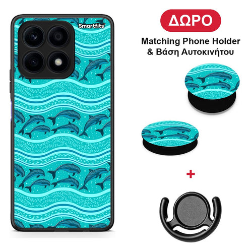 Swimming Dolphins - Honor X8a θήκη + Δώρο Phone Holder & Βάση Αυτοκινήτου