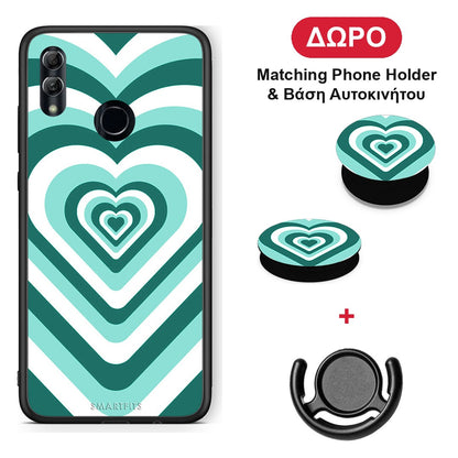 Green Hearts - Honor 10 Lite θήκη + Δώρο Phone Holder & Βάση Αυτοκινήτου