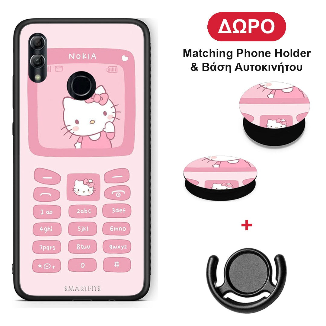 Hello Kitten - Honor 10 Lite θήκη + Δώρο Phone Holder & Βάση Αυτοκινήτου
